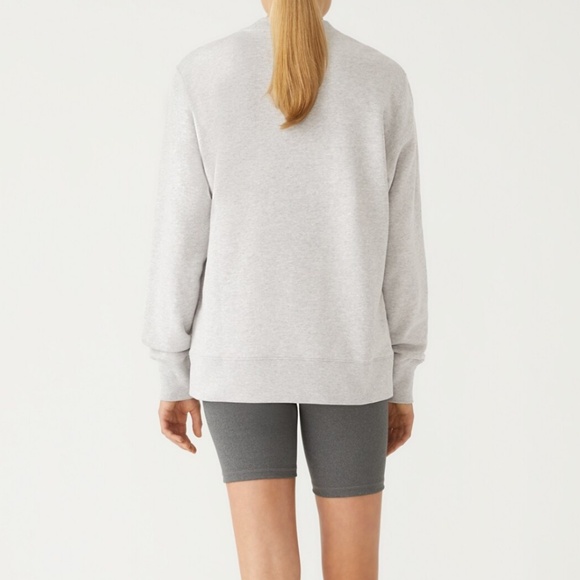 Tory Burch Sport French Terry Crew Sweatshirt, Medium Grey Heather, Size Large - Picture 10 of 10